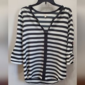 Striped V-Neck Blouse.